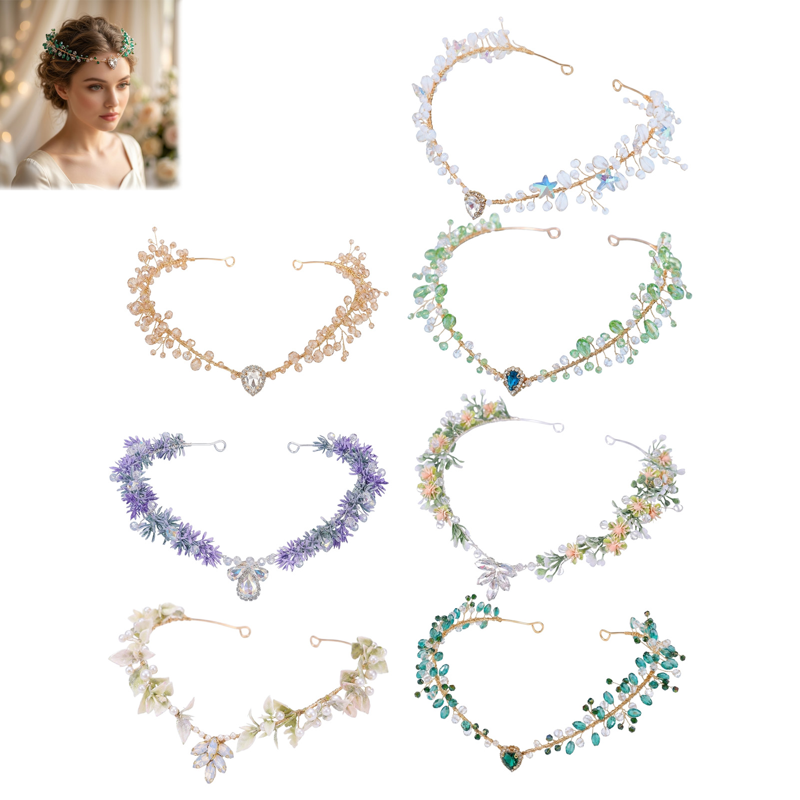 Women Accessories For Wedding - إكسسوار شعر للعروس، تاج كريستالي مثلث