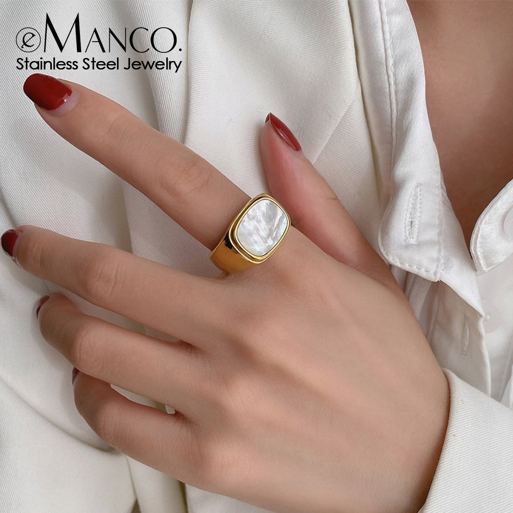 Women Accessories Outlet - خواتم إيمانكو الكلاسيكية الضخمة للنساء بلون