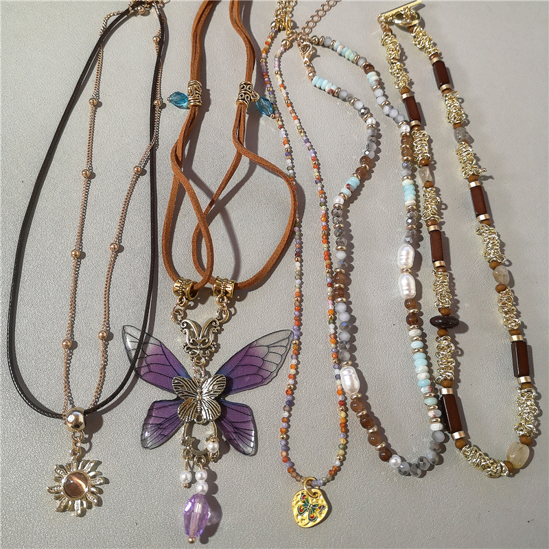 Women'S Emo Accessories - خمر الراتنج فراشة براون الشمس قلادة