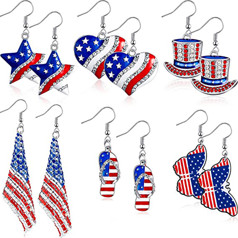 Women Accessories Usa - أقراط العلم الأمريكي أقراط متدلية في