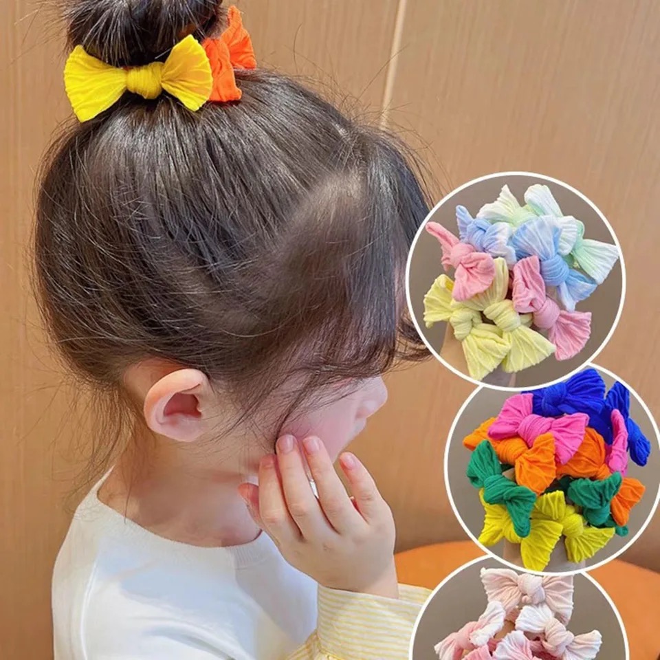 Scrunchie Satin Set - 5 قطعة/المجموعة لطيف Bowknot الصلبة الألوان