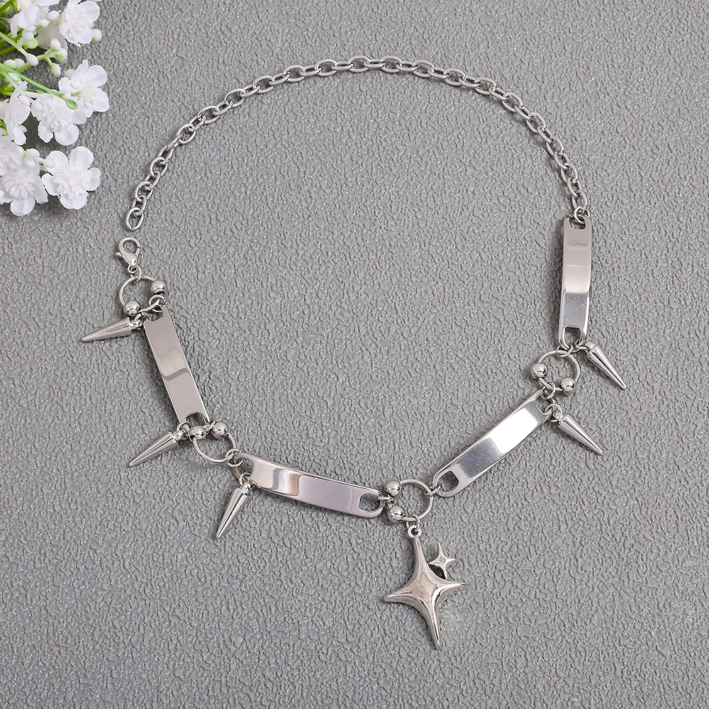Women'S Y2K Accessories - قلادة تشوكر بتصميم نجمة مدببة فضية