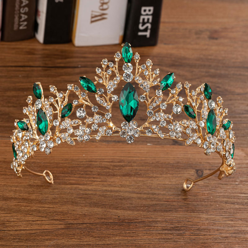 Women Accessories For Wedding - تاج ملكي ملون مرصع بالأحجار الكريمة،