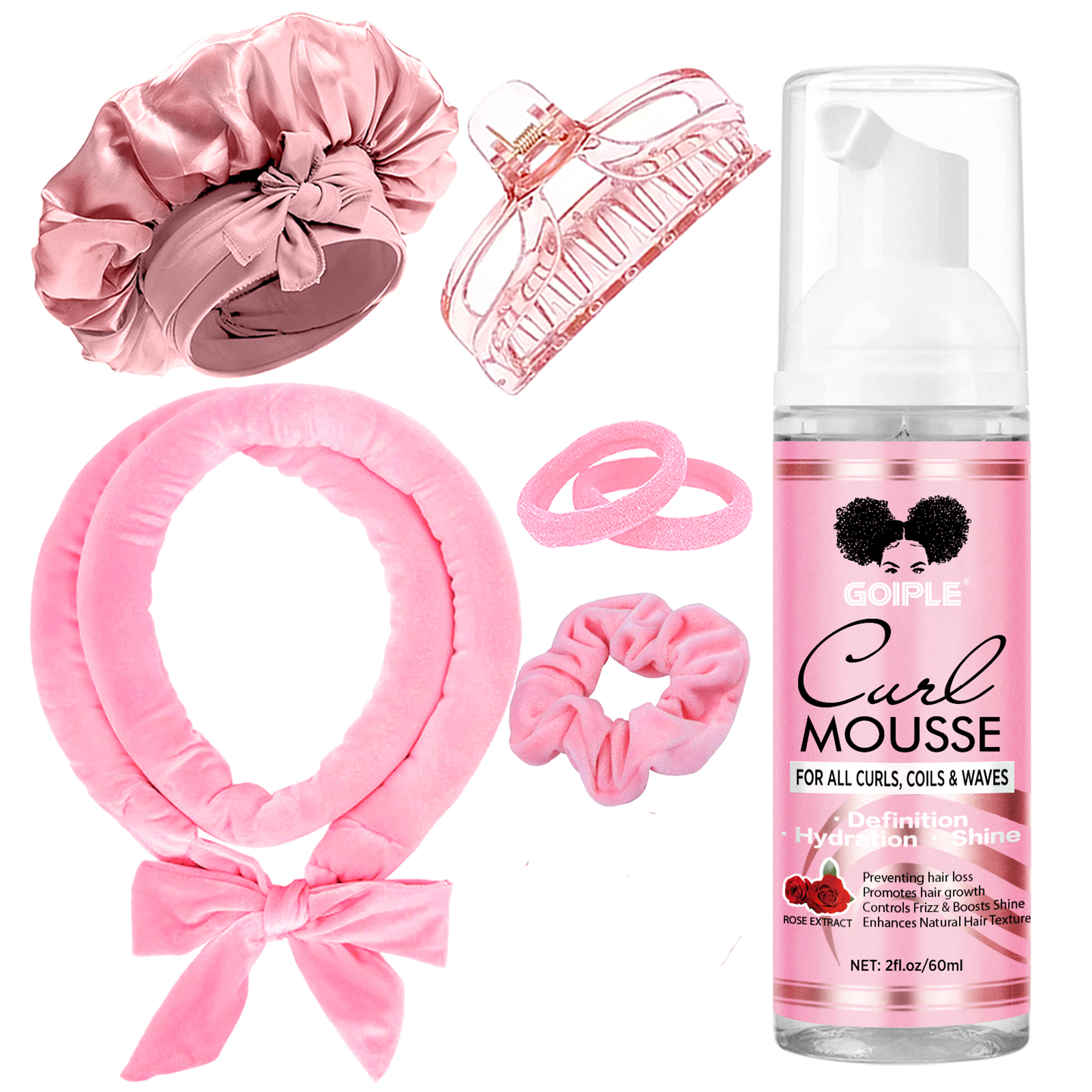 Scrunchie Satin Set - بكرات شعر مخملية لتجعيد الشعر بدون
