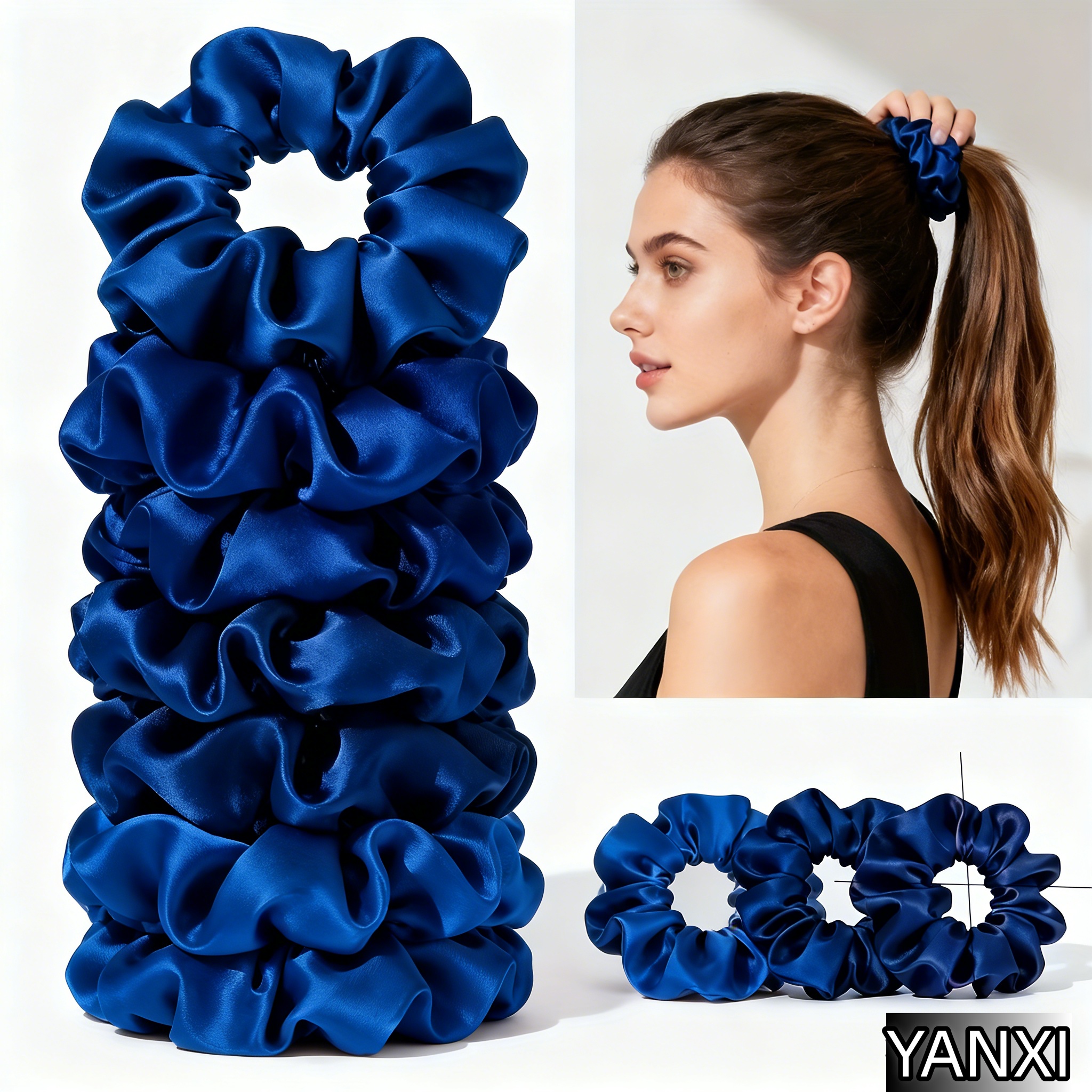Scrunchie Satin Set - 12/24 قطعة بلون الساتان توك شعر