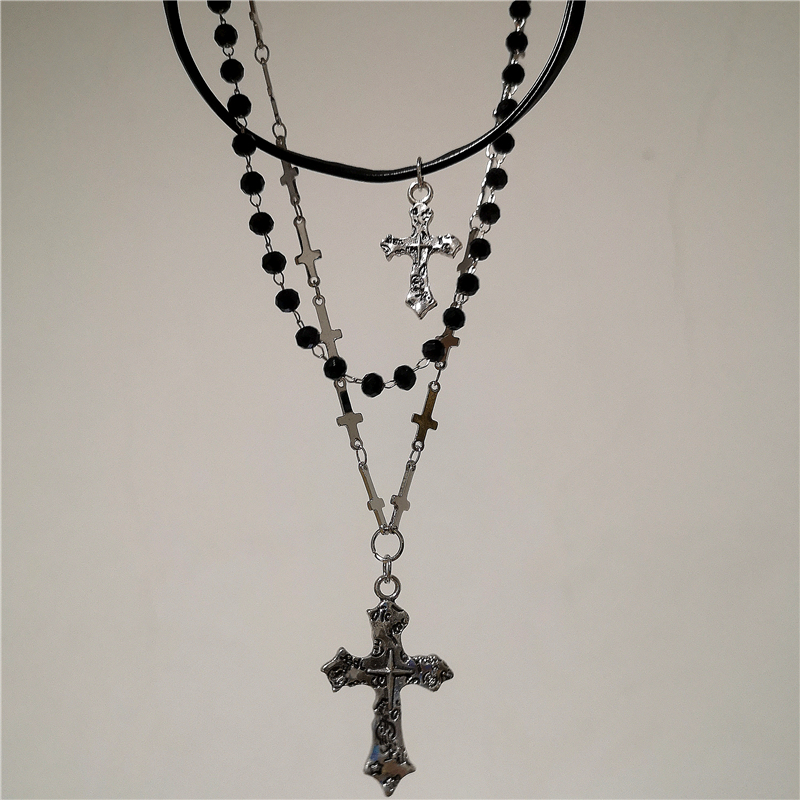 Women'S Emo Accessories - قلادة صليب معدنية بتصميم قوطي بانك