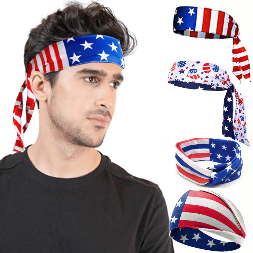Women Accessories Usa - عصابة رأس بتصميم علم الولايات المتحدة