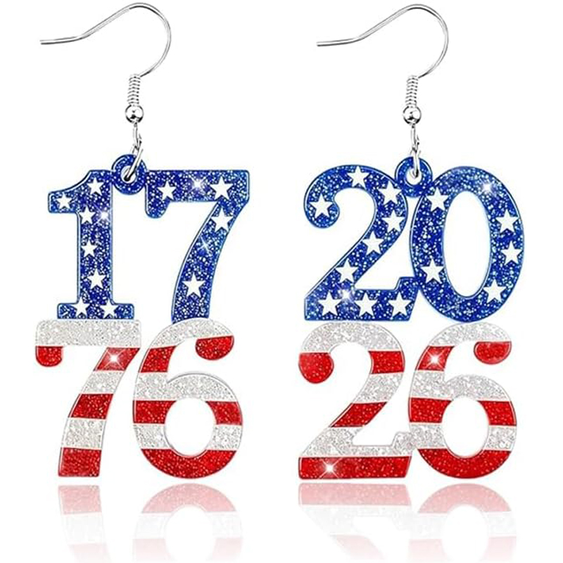 Women Accessories Usa - أقراط متدلية بتصميم علم الولايات المتحدة