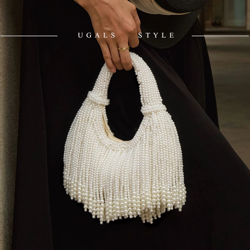 Wallet Chain Bag - حقيبة يد فاخرة بتصميم مقبض لؤلؤي