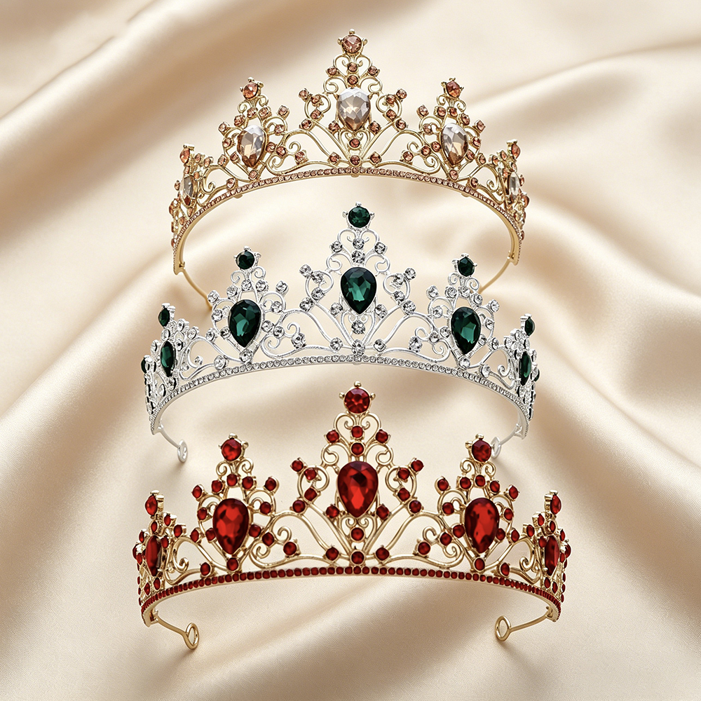 Women Accessories For Wedding - تاج زفاف باروكي عتيق مرصع بالأحجار