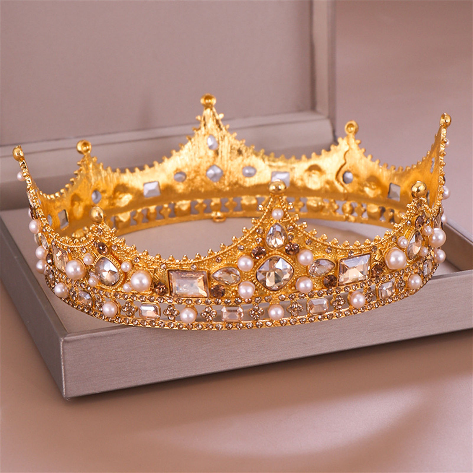 Women Accessories For Wedding - سبيكة تاج تيارا ريترو الزفاف حجر