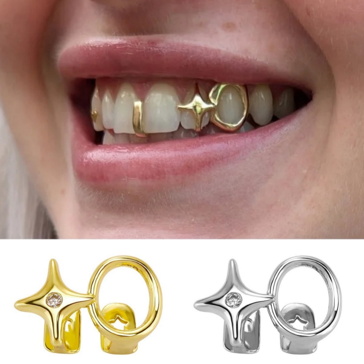 Women'S Y2K Accessories - أغطية أسنان Y2K لامعة بتصميم دوائر