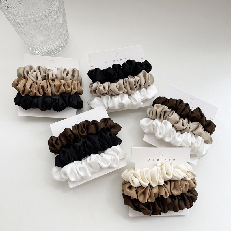 Scrunchie Satin Set - 3 قطعة/المجموعة ستان توك شعر مجموعة