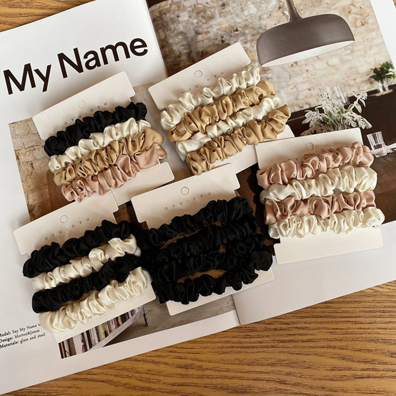 Scrunchie Satin Set - 4 قطعة/المجموعة الحرير الحرير Scrunchies مرونة
