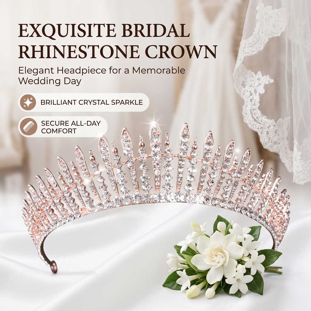 Women Accessories For Wedding - تاج كريستالي للعروس، إكسسوار شعر من