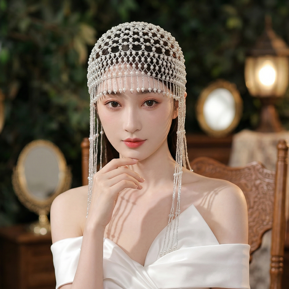 غطاء رأس فاخر مزين باللؤلؤ وال - مراجعة Women Accessories For Wedding وسعره