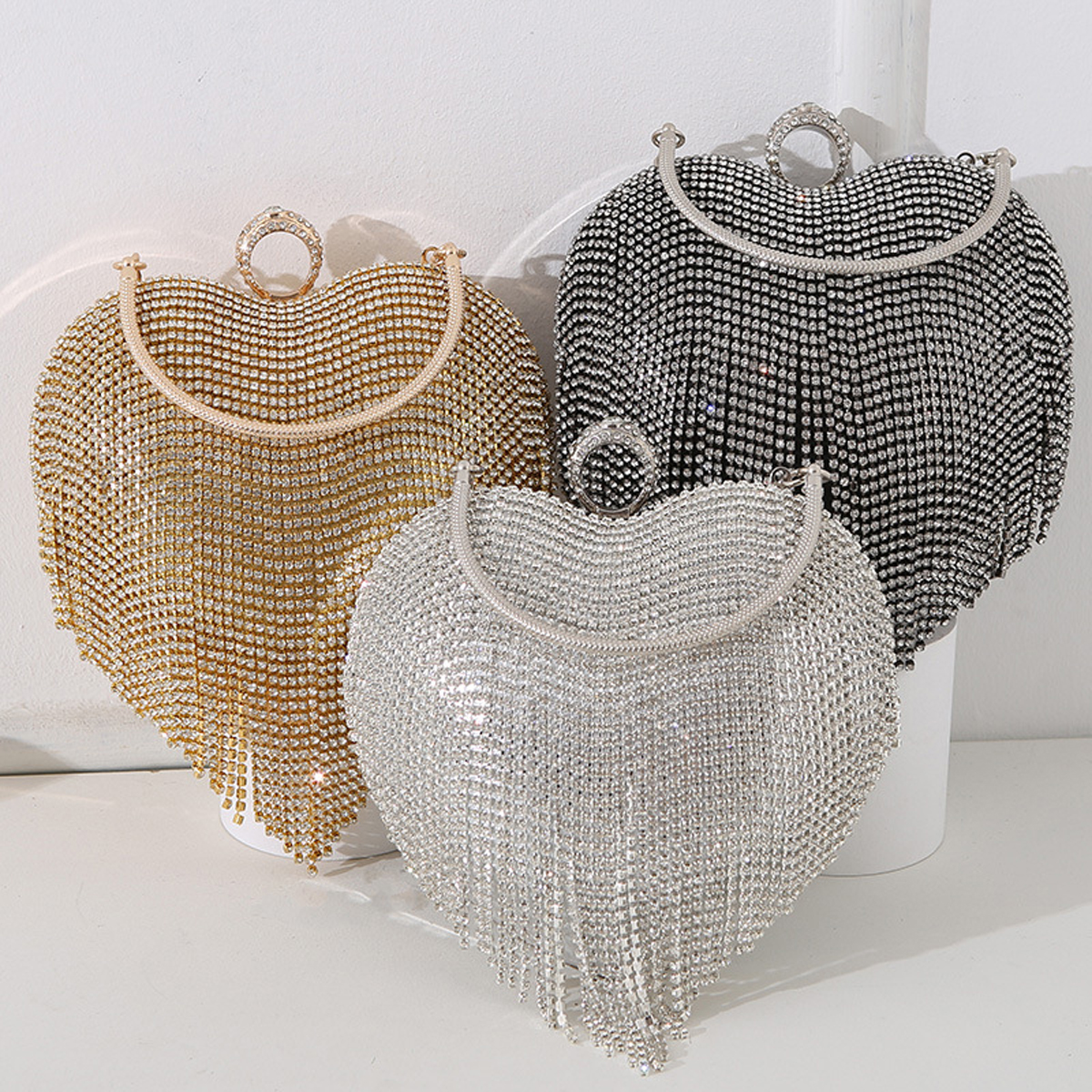 حجر الراين مساء حقيبة القلب نم - مراجعة Wallet Chain Bag وسعره