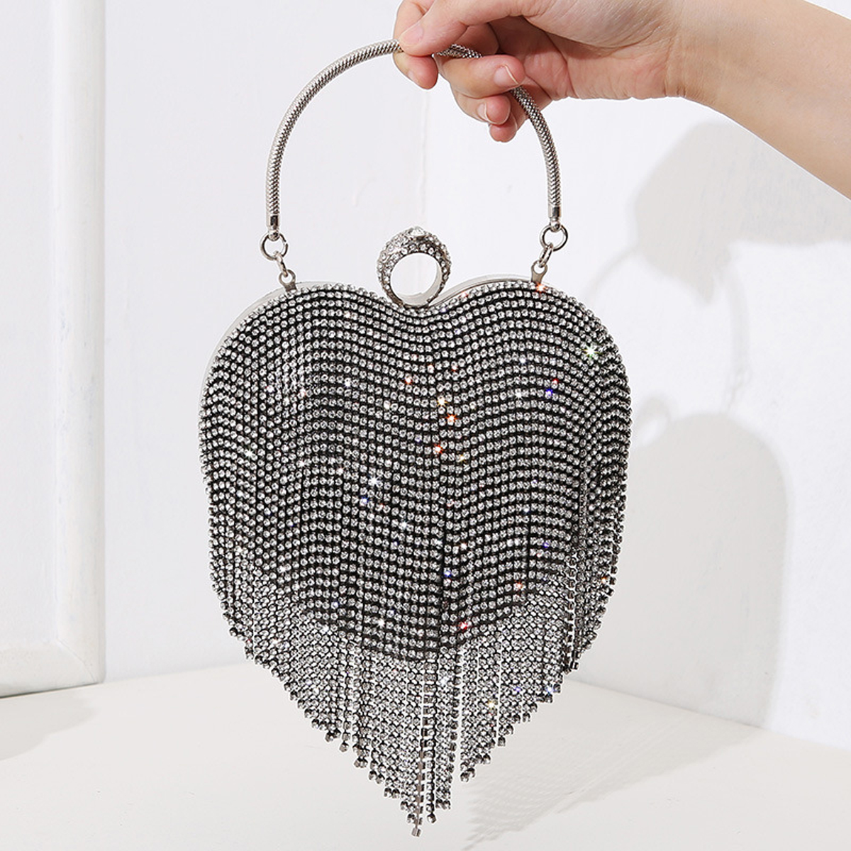 حجر الراين مساء حقيبة القلب نم - مراجعة Wallet Chain Bag وسعره