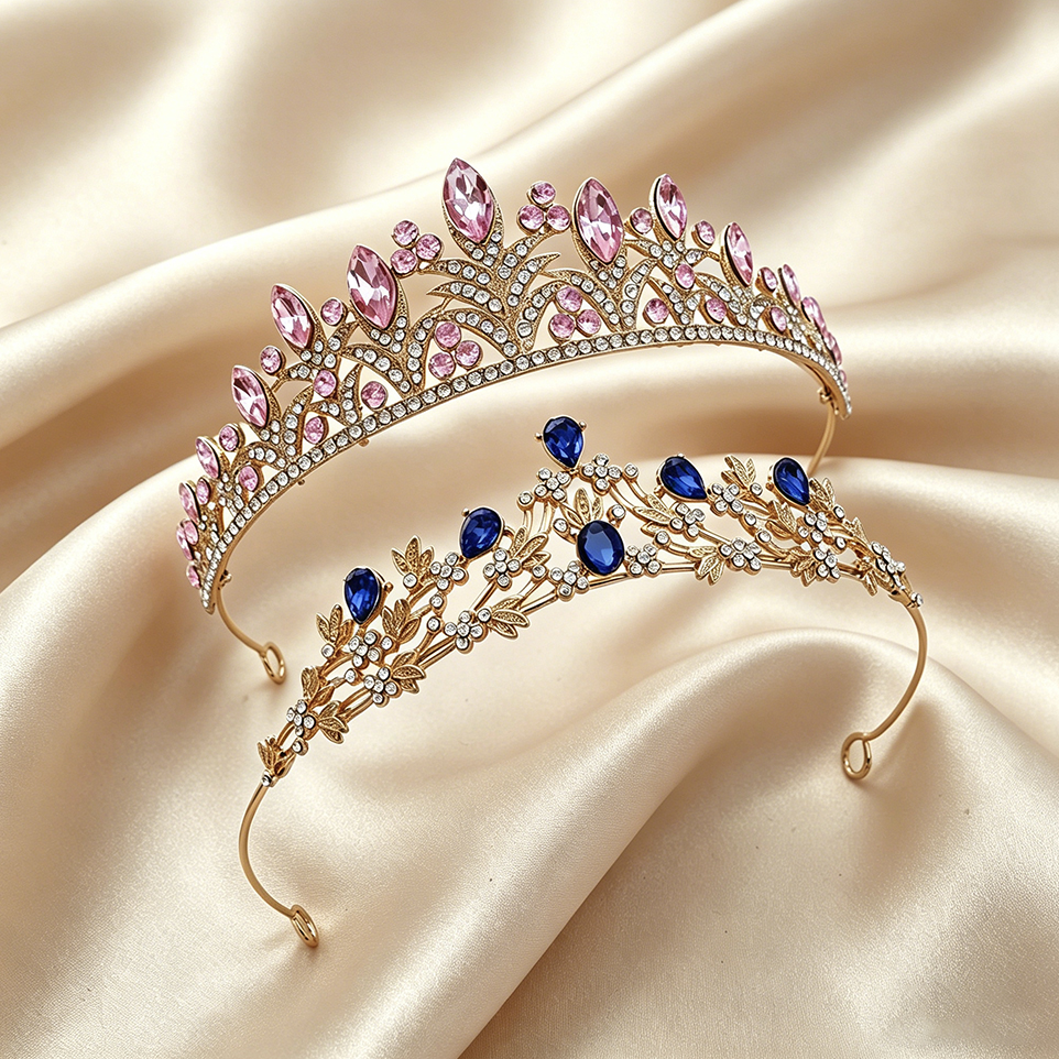 طقم تاج ملكي أنيق مطلي بالذهب  - مراجعة Women Accessories For Wedding وسعره