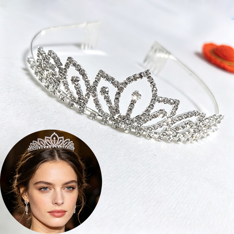 تاج زفاف فضي اللون مرصع بالأحج - مراجعة Women Accessories For Wedding وسعره