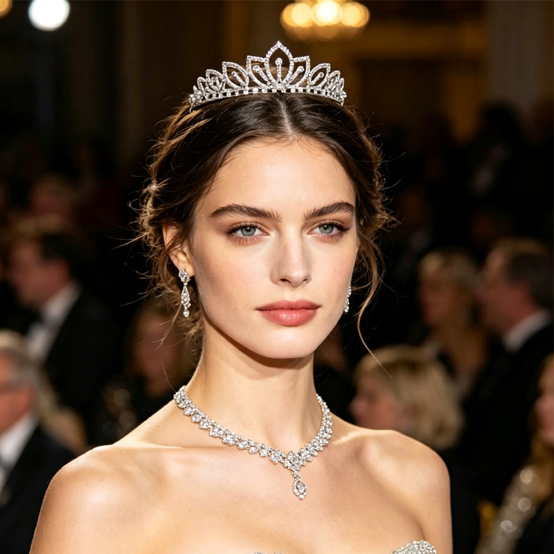 تاج زفاف فضي اللون مرصع بالأحج - مراجعة Women Accessories For Wedding وسعره
