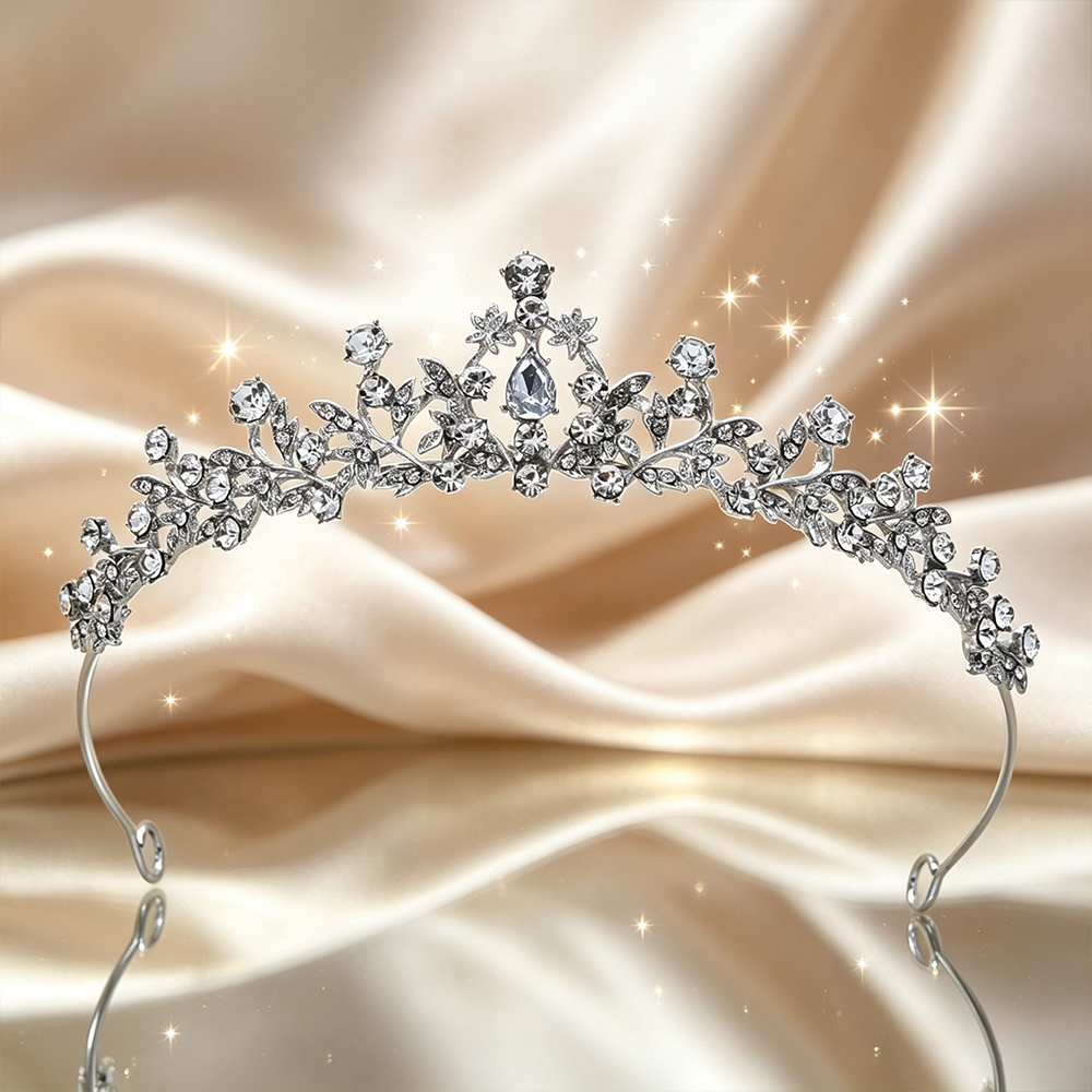 تاج زفاف فضي بتصميم زهور متسلق - مراجعة Women Accessories For Wedding وسعره