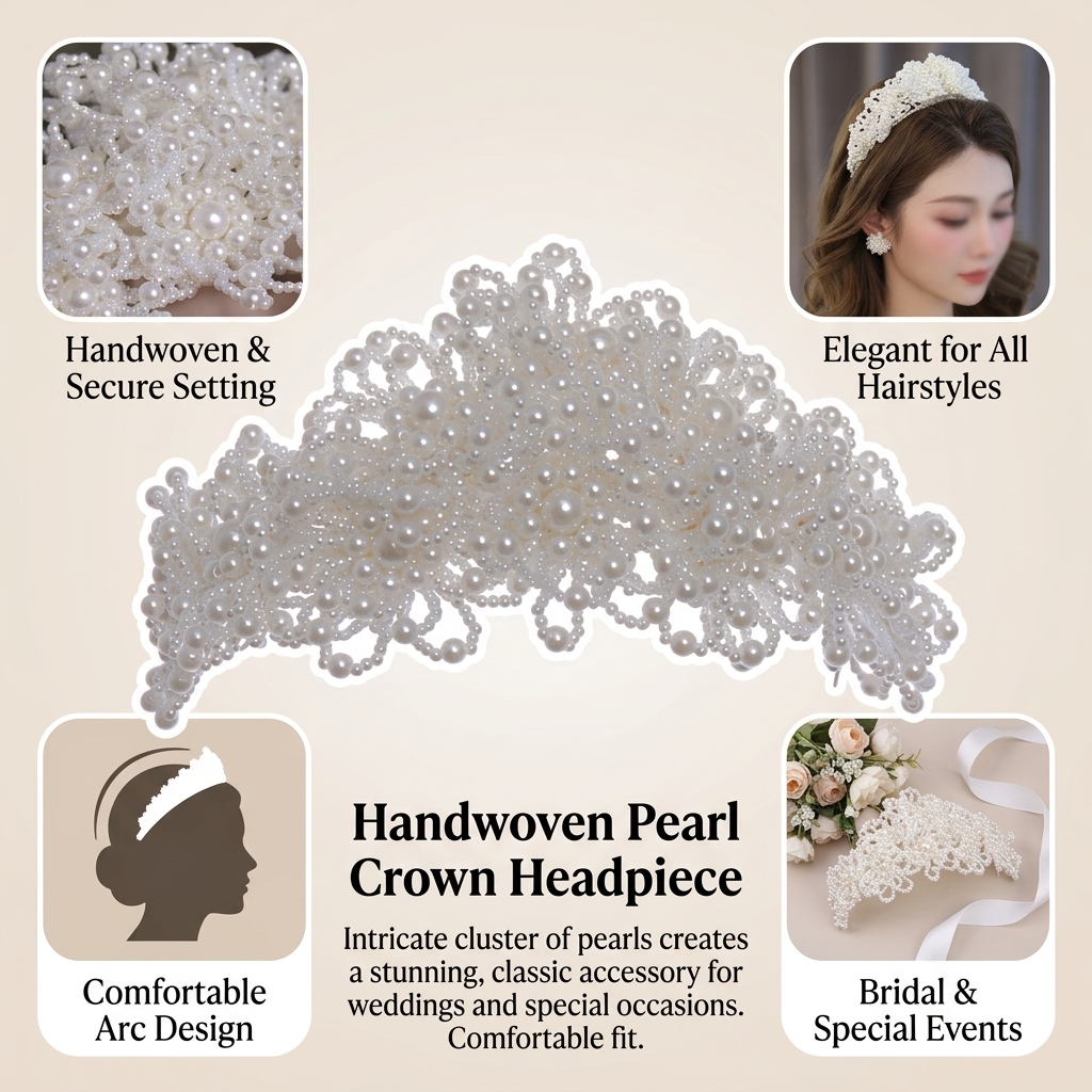 تاج من اللؤلؤ للزفاف والتصوير  - مراجعة Women Accessories For Wedding وسعره