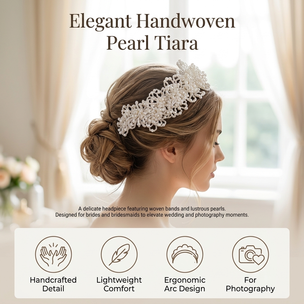 تاج من اللؤلؤ للزفاف والتصوير  - مراجعة Women Accessories For Wedding وسعره