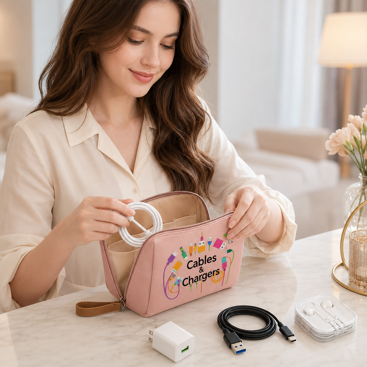 حقيبة تنظيم الكابلات للسفر، حق - مراجعة Women Accessories List وسعره