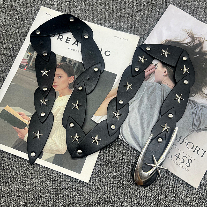 حزام جلد للرجال مع مشبك نجوم ، - مراجعة Women'S Emo Accessories وسعره