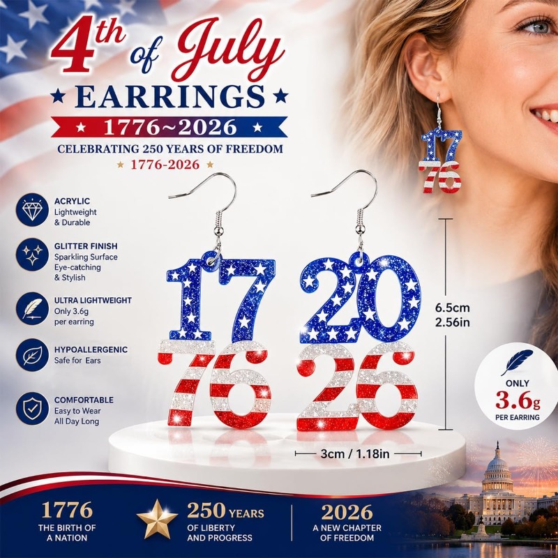 أقراط متدلية بتصميم علم الولاي - مراجعة Women Accessories Usa وسعره