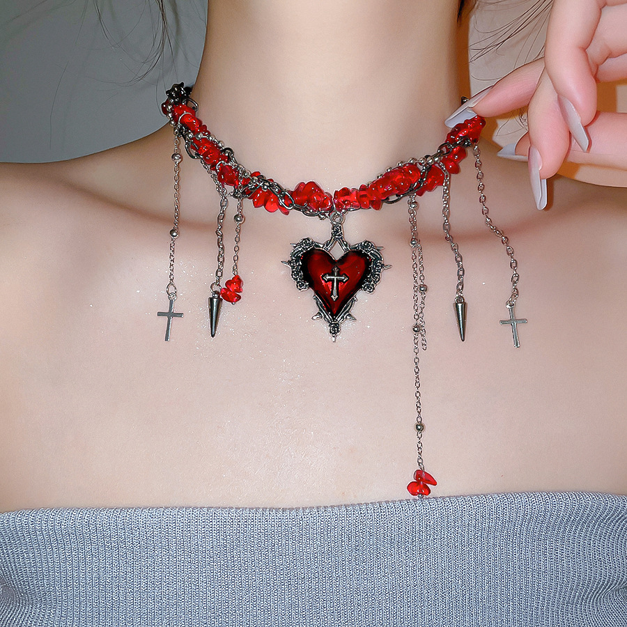 القوطي خمر Y2K الأحمر الداكن ا - مراجعة Women'S Emo Accessories وسعره