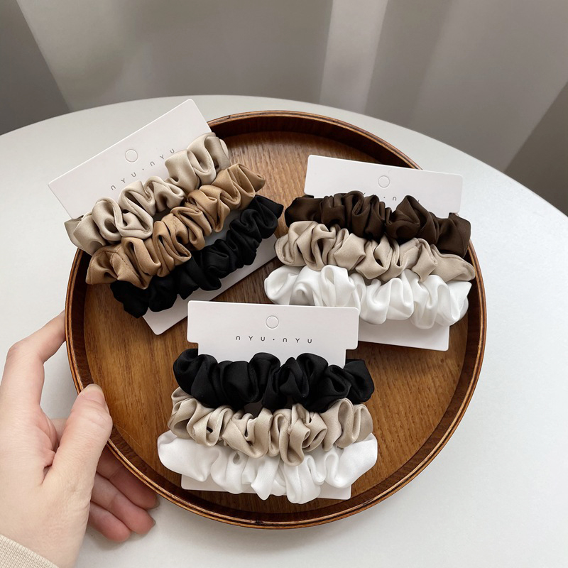 3 قطعة/المجموعة ستان توك شعر م - مراجعة Scrunchie Satin Set وسعره